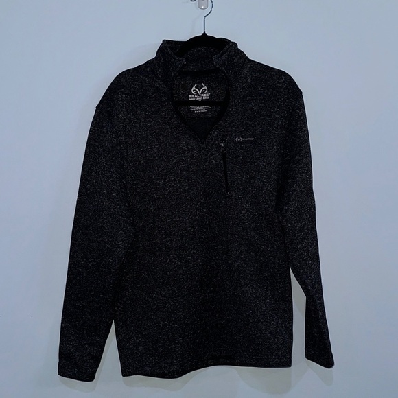 Realtree Other - Realtree by Buckhorn River Men’s Heather Black 1/4 Zip Pullover Size Large